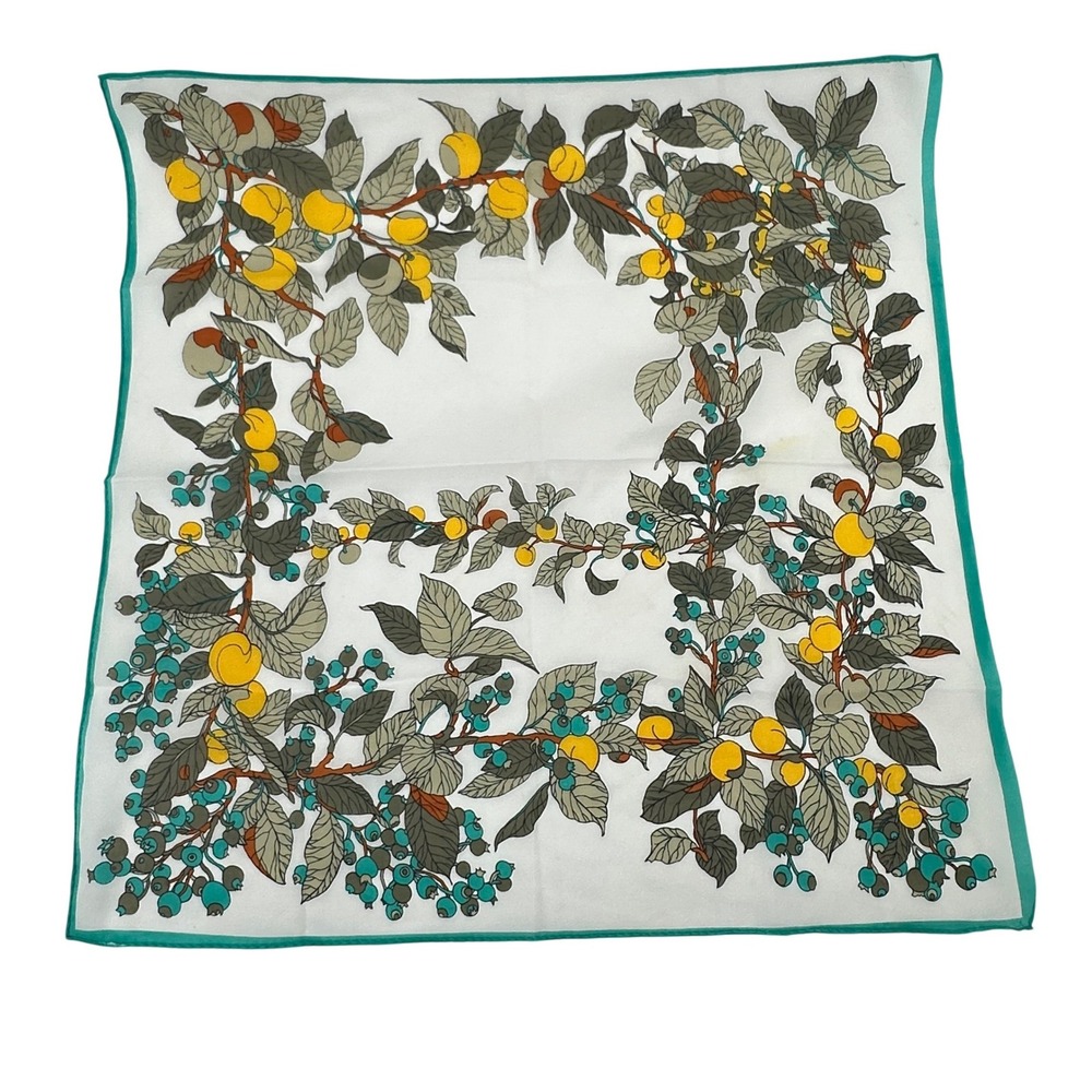 Lemon Fruit Botanical Scarf Women Garden Party Cottage White Green Yellow